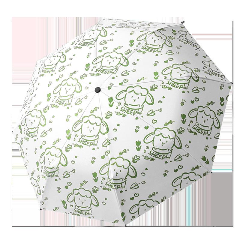New Automatic Umbrella Weather and Rain Vinyl Cartoon Cute Sun Umbrella Creative Three Fold