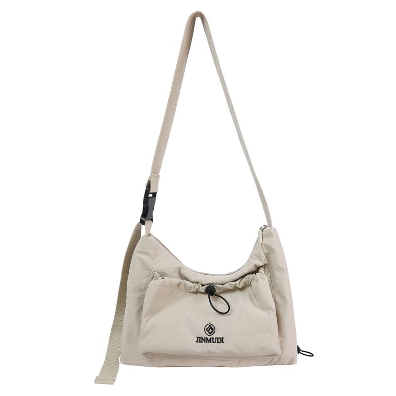 Commuter Pleated Hobo Bag Women's Large Capacity Waterproof Nylon Crossbody Bag Men's Shoulder Bag
