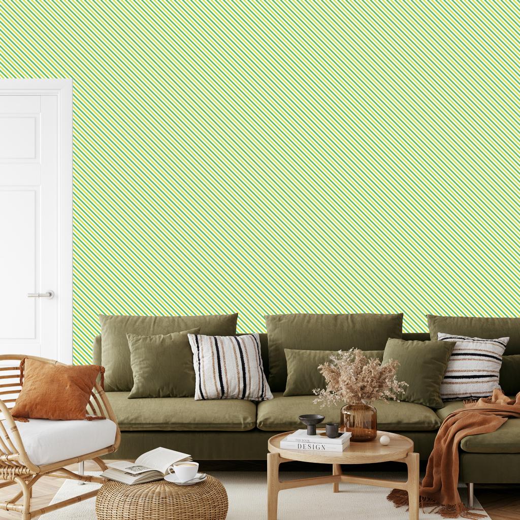 Lime and mint stripes wallpaper for living room and bedroom 50x1000