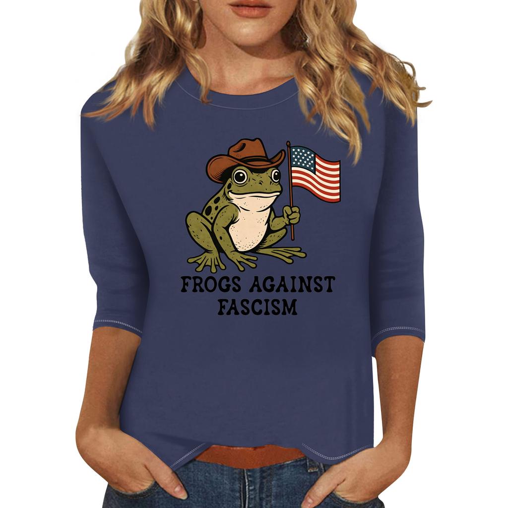 Women's Fashionable Casual Three-quarter Sleeve Round Neck Top