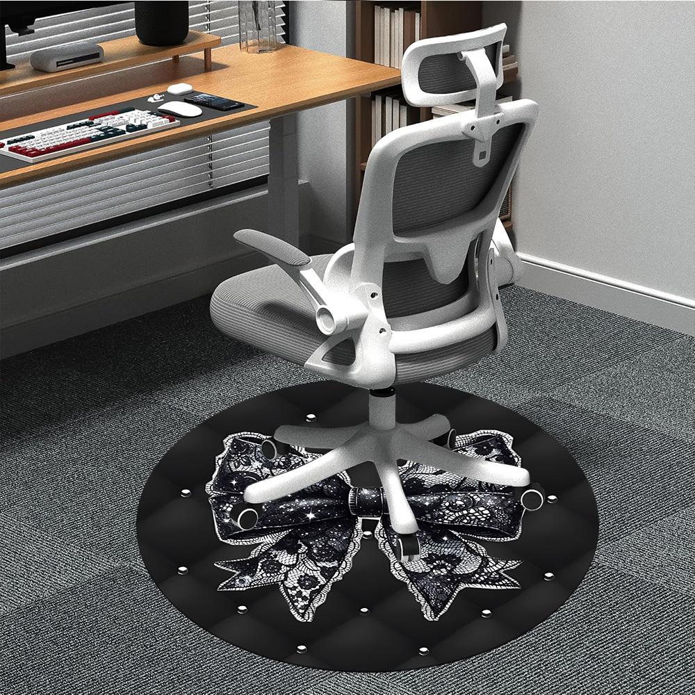 

1pc Black Lace Bow Chair Carpet for Office, Non-slip, Soft and Durable Office Rug for Decoration, Perfect for Office yy251229149 80cm by 80cm