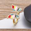 High Quality New Style INS Butterfly Enamel Dripping Oil Glazed Geometric Ring 5 Colors for Women Party Friendship Jewelry Gift