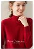 Women's Cashmere V-Neck Twill Sweater - Half-High Collar, Long Sleeve, Loose Fit, Slimming Base Layer for Autumn & Winter.