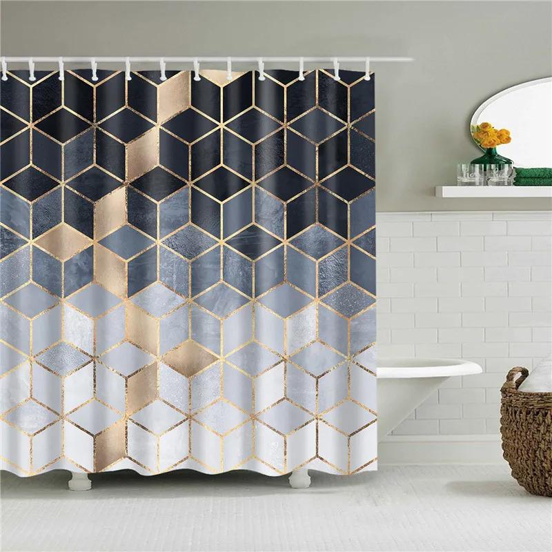 Waterproof Shower Curtains for Bathroom Home Decor Polyester Fabric Shower Curtains Geometric Pattern Multi-size Shower Curtains