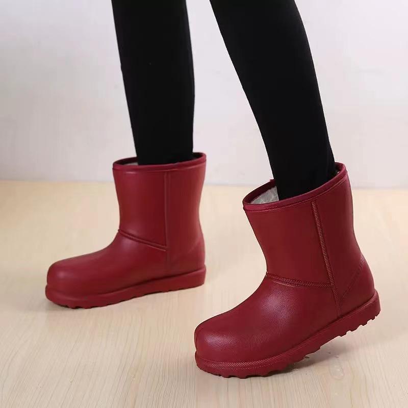 

Winter shoes velvet new snow boots warm rain boots waterproof short car wash shoes 41 [one size smaller]