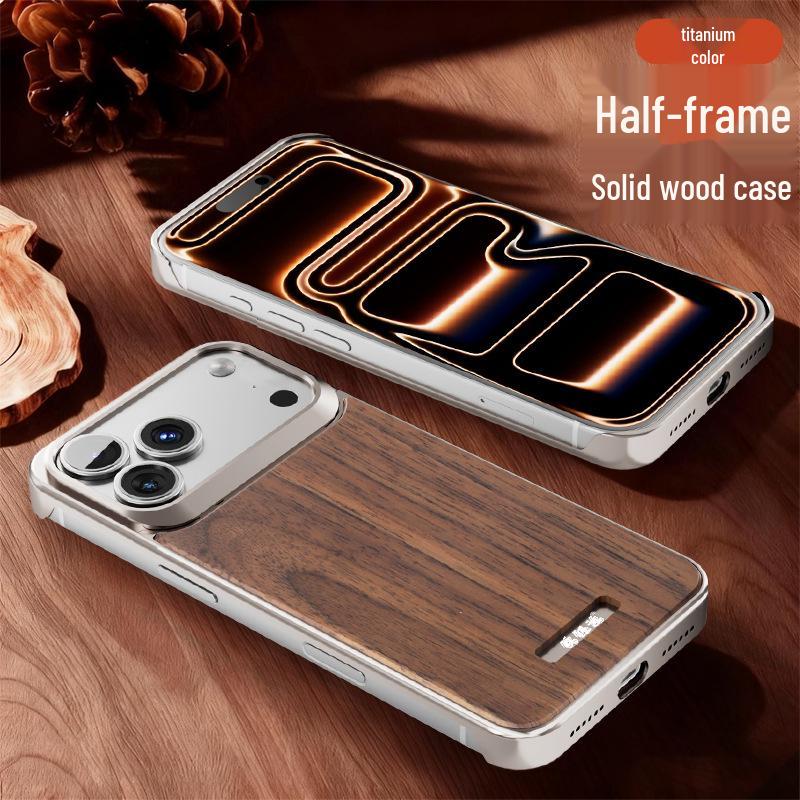 

Walnut ProMax 16/15 Original Wood Magnetic Suction Phone Case with Aroma Metal Borderless Protection 15 Pro Max