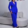 Elegant Ruffle Long Sleeve Top & Wide Leg Pants Set for Women