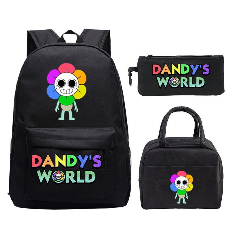 Dandy's World Game Merchandise Printed Primary and Secondary School Schoolbag Three-piece Set Foreign Trade Popular Children's Backpack