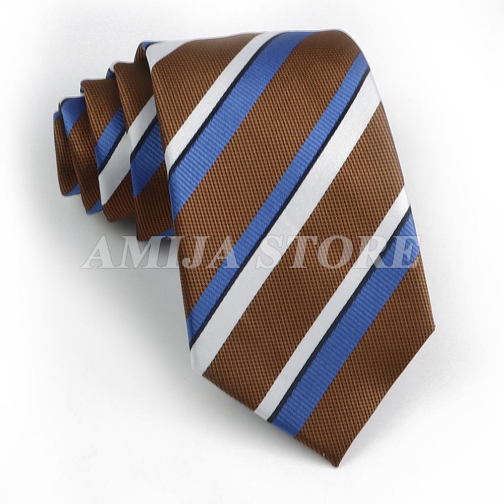 Men's Fashion Tie 7.5cm Tie Sage Green Orange Stripes Ties Business Meeting Suit Wedding Party Office Tie Men's Gift  Accessorie