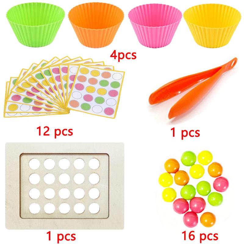 Montessori Early Education Children's Fine Movement Toys Rainbow TPR Soft Ball Color Sorting Math Counting Toddlers Board Game