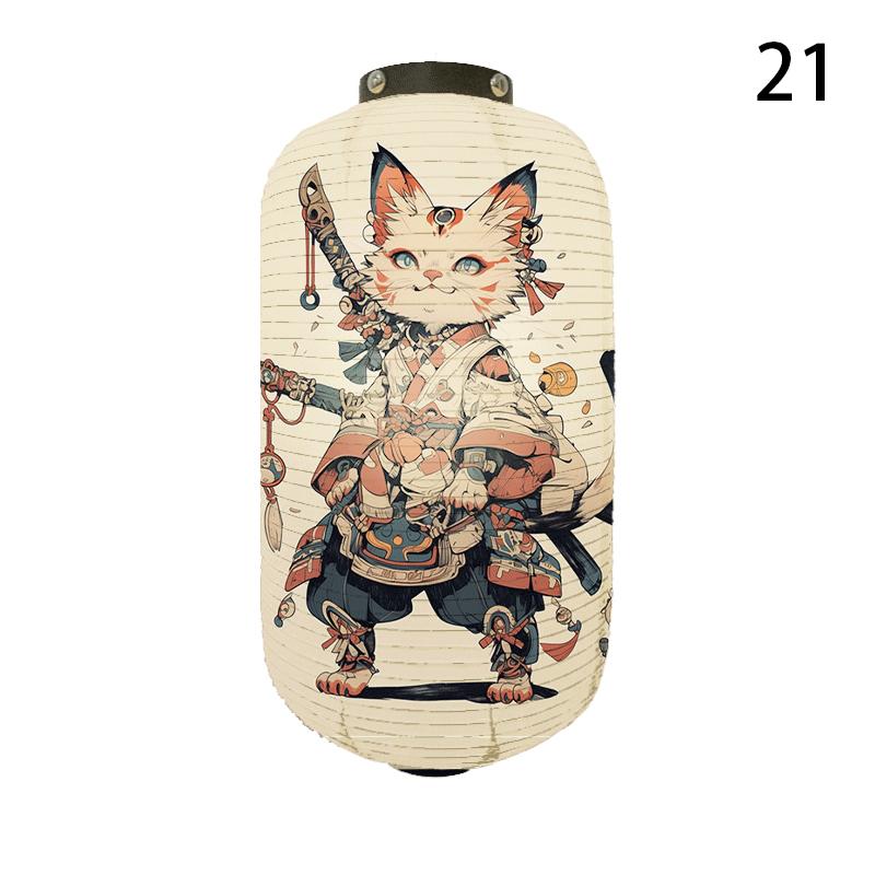 20x35cm Japanese Kimono Samurai Cat Art Pattern Lantern Restaurant Izakaya Cuisine Decor Advertising Sign Ukiyo-e Cloth Lanterns