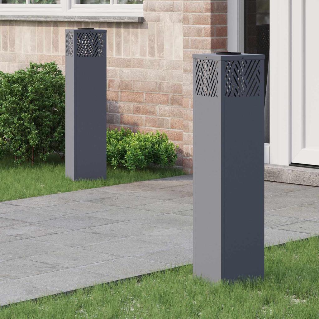 Solar LED Path Light 2 Pcs Anthracite Cold Rolled Steel