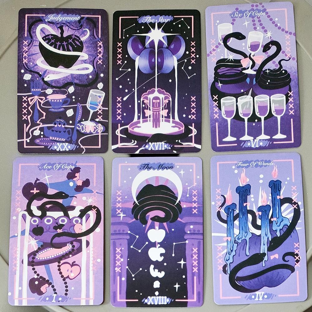 Apple Tarot Deck, Serpent's Forbidden Lust Tarot Cards 10.3*6cm, 78 Purple Pink Witch Tarot Cards