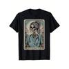 European Sizes Men's Casual Crew Neck T-Shirt with Nurse Assistant Tarot Card Skull Design