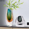 Gradient Glazed Glass Vase Desk Decoration Hydroponics Flower Pots Decorative Flower Arrangement Modern Home Decor Floral Vases
