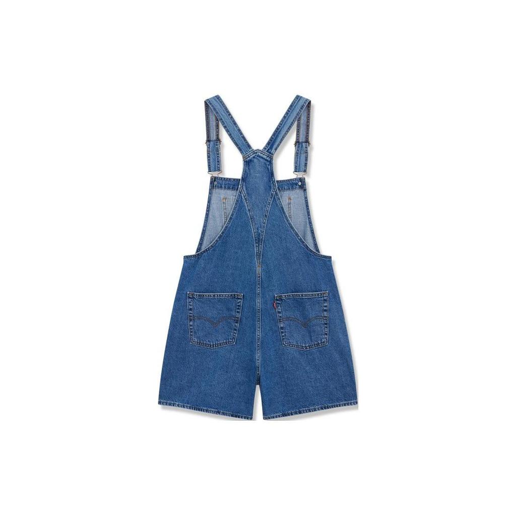 Levis Solid Color Straight Leg Simple Denim Overalls Women Shorts Blue 52333-0046