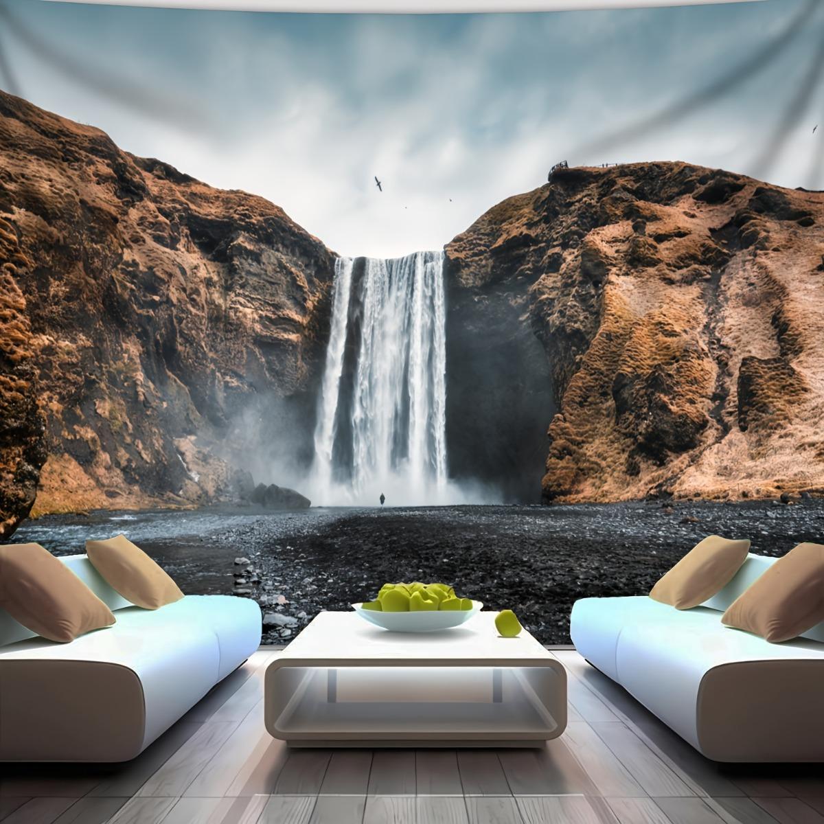 Grand Canyon Waterfall Tapestry Polyester River Gorge Mountain Vista Wall Hanging Nature Decor 100X70CM