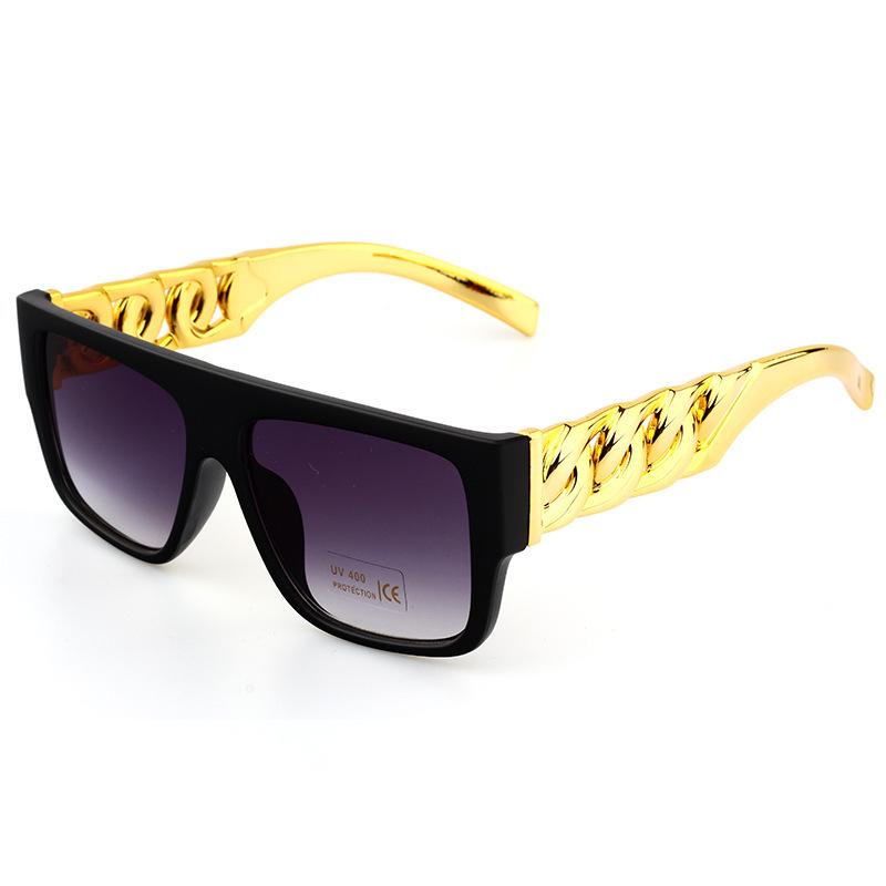 Hip-hop Exaggerated Punk Alloy US Gold Chain Necklace Glasses Ring Bracelet Set