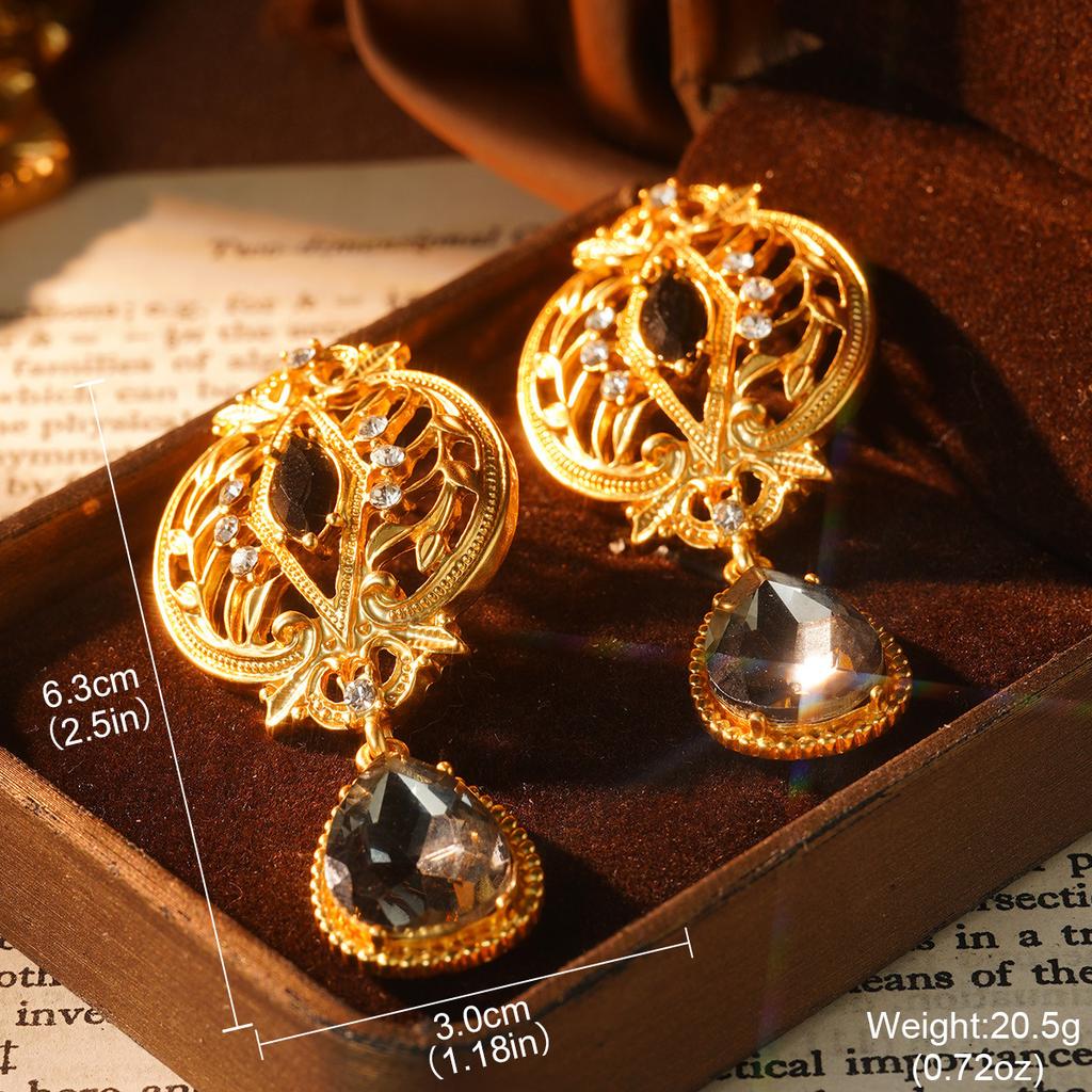 Vintage western enamel geometric earrings vintage geometric high-end texture fashion French medieval niche earrings