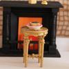 1/12 Scale Wooden Dollhouses Furniture Set Mini Wooden Table And Chair For Kids Floral Pattern
