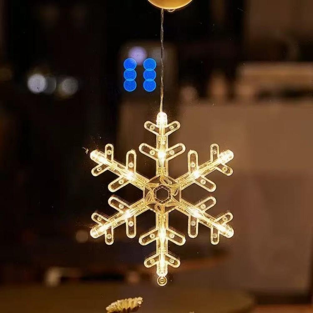 LED Christmas Suction Cup String Lights Battery Box Transparent Deer Bell Snowflake Christmas Tree Colored Lights Holiday Decoration Lights