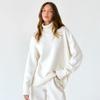 Womens High Neck Knit Sweater Loose Fit Winter Solid Color Pullover Warm Comfortable Casual Office Wear