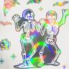 Halloween Skeleton Window Cling Waterproof PVC Holographic Skeleton Static Glass Sticker Home Bedroom Holiday Party Decoration Decal