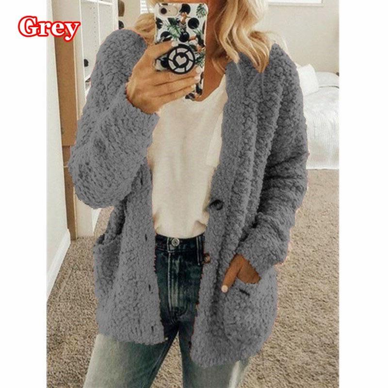 Frauen Herbst Winter Plüsch Sweatshirt Mode Lässig Plüsch Strickjacke Damen Lose Pullover Tops Plus Größe