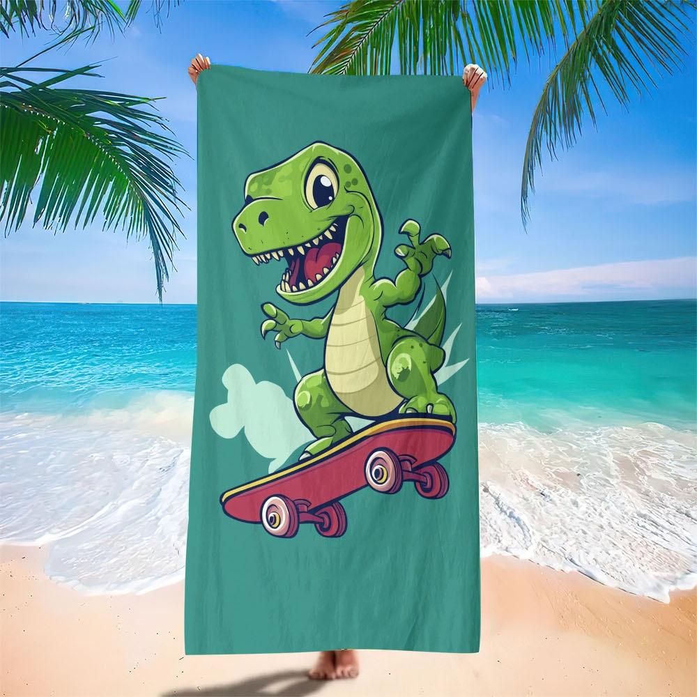 Asciugamano da Spiaggia Cartone Animato Piccolo Dinosauro Europeo e Americano Fabbrica di Stampa Digitale Asciugamano da Bagno Stampa Giocattoli Microfibra Bambini