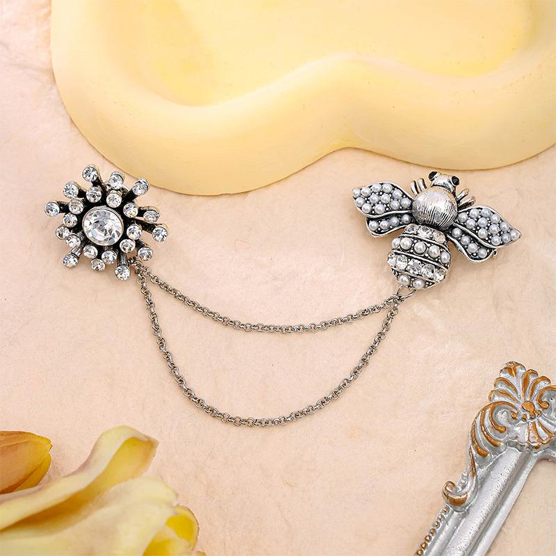 Модные броши-булавки в форме пчелы с кисточками на металлической цепочке, мужские, для костюма, рубашки, женские украшения A1