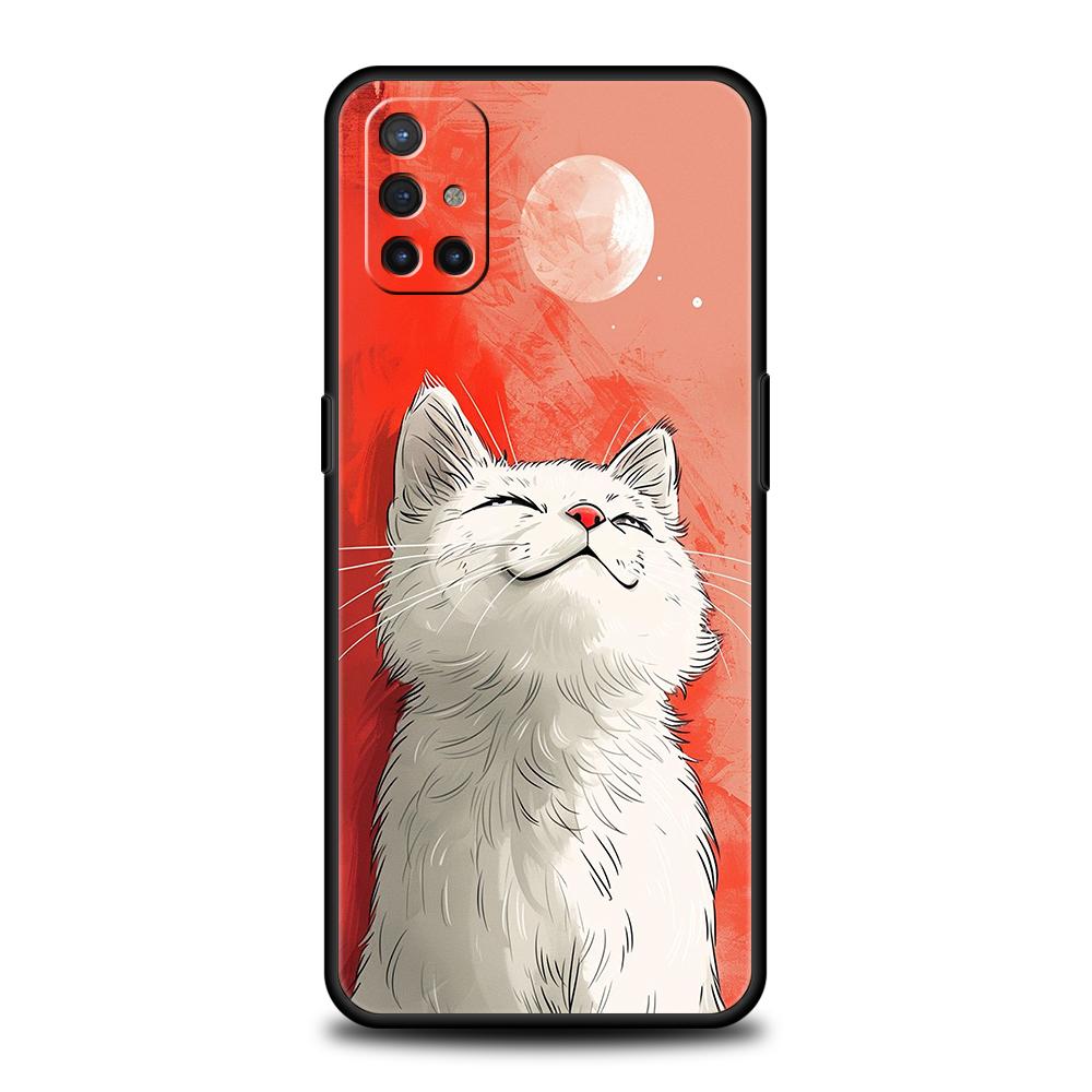 Phone Case For Oneplus 13R 12R 13 12 10T 10R Nord N100 N200 N10 10 9 9R 9RT CE 2 Z Pro 5G Soft TPU Cover Cartoon Cat Fundas Bags