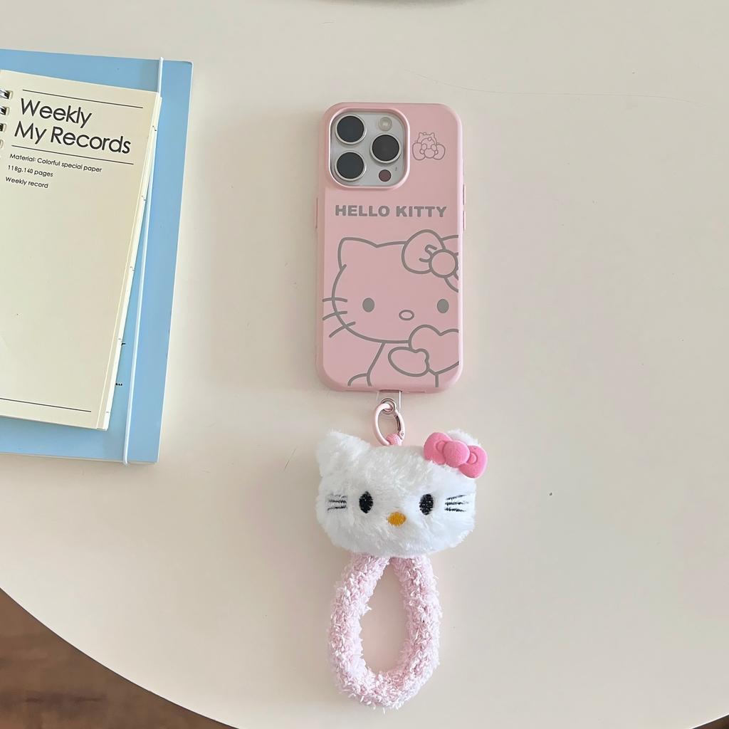 Pink line KT cat applies to iPhone16promax iPhone case 14 niche 15 protective case 17pro