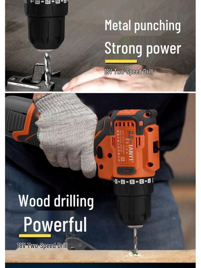 Compact Brushless High-Power Impact Drill with Rechargeable Lithium Battery for Household Use