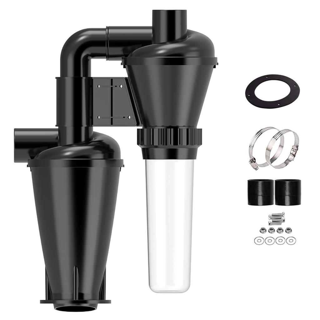 Double Filtration Cyclone Dust Collector 50mm/2'' DIY Turbocharged Woodworking Filter Industrial Separator Collector Canister