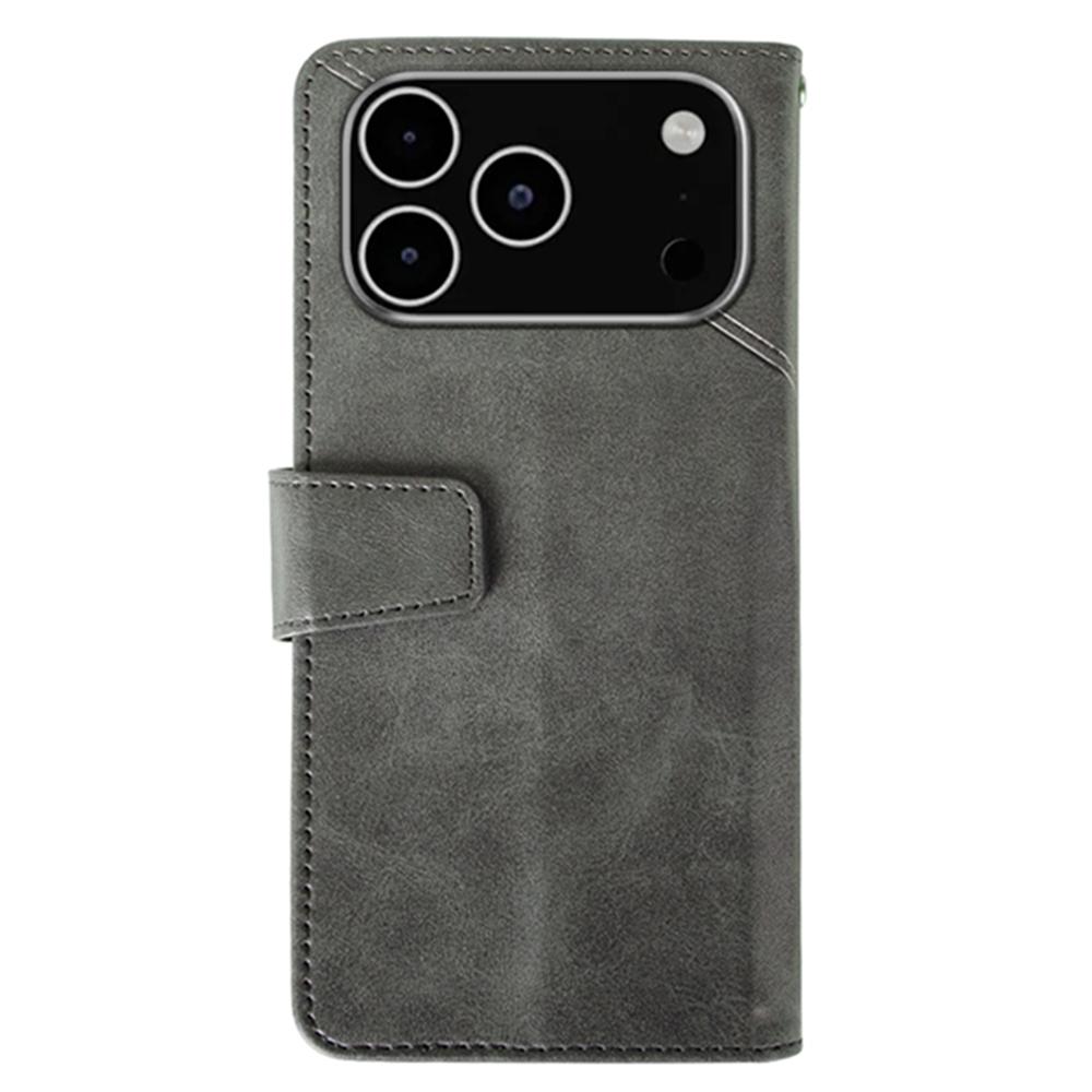 IDEWEI For iPhone 17 Pro Max Case Leather Wallet Phone Cover Stand Calf Texture