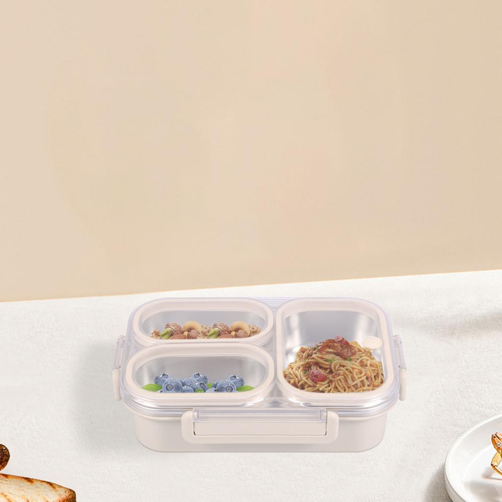 304 Stainless Steel Food Box with 3 Compartments Reusable Divided Food Storage Container for Kids Adults Students Dishwasher