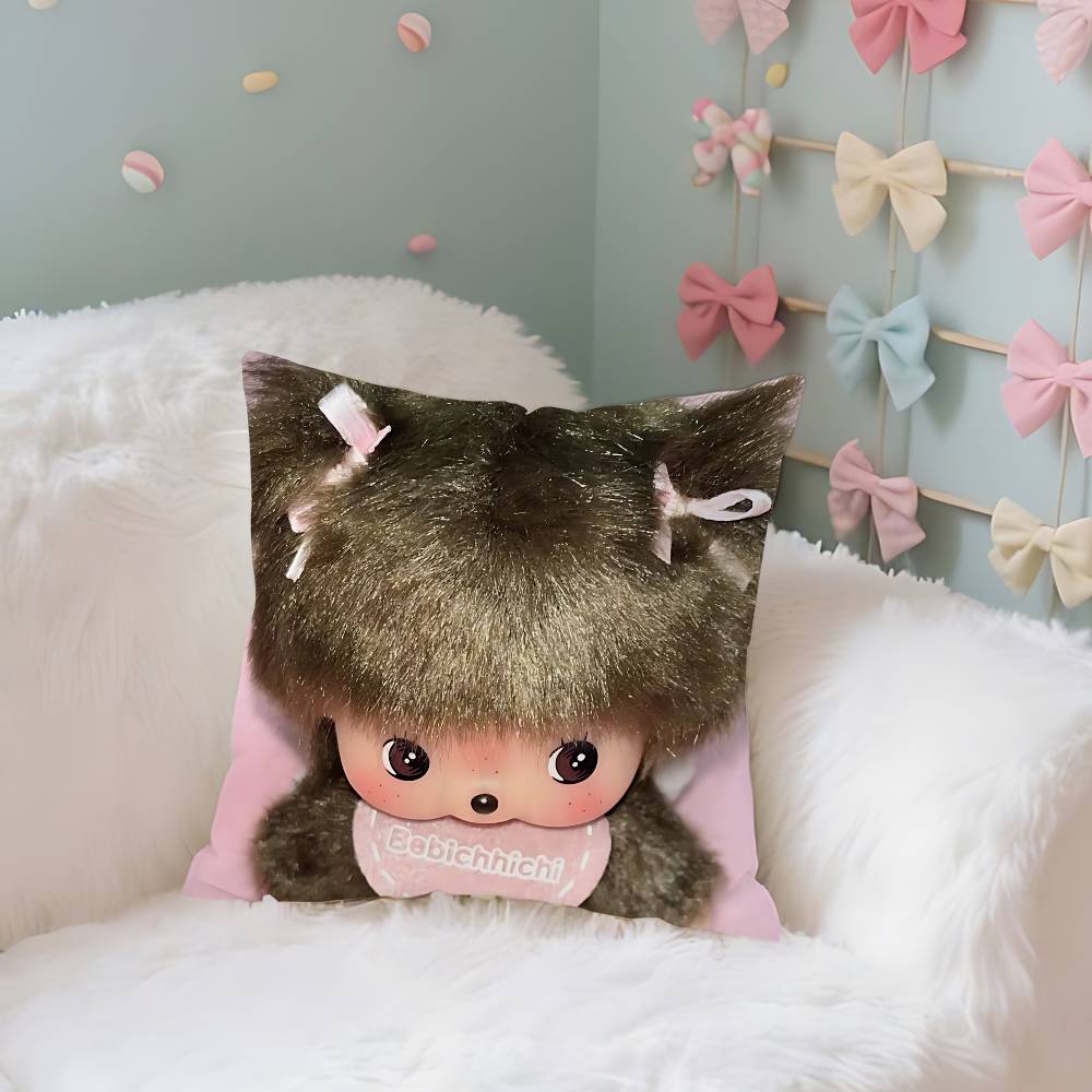 MMonchhichis Case Plush Fabric Soft Pillowcase Double Sided Print Cushion Cover Household Gifts