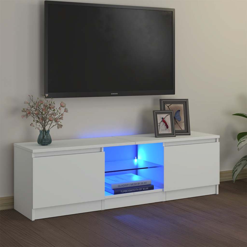 Λευκό Έπιπλο Τηλεόρασης με Φώτα LED 120 x 30 x 36 εκ.