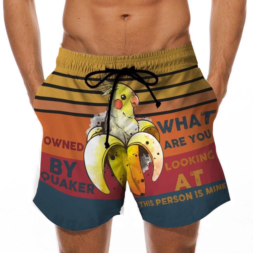 Men's 3D Turkey Head & Banana Print Swim Shorts