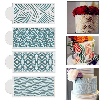 Lace Flower Spike Pattern Fondant Printing Stencil Hollow Sugar Sieve Mold Wedding Cake Stencil Edge Decor Template Baking Tools
