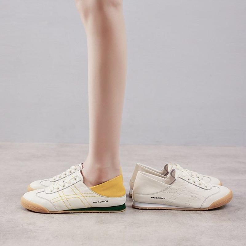 Damen Ballerinas Neue Mode Frühling/Herbst Sneaker Frau Einfarbig Flach Schnürschuhe Weiche Sohle Atmungsaktive Sport Laufschuhe