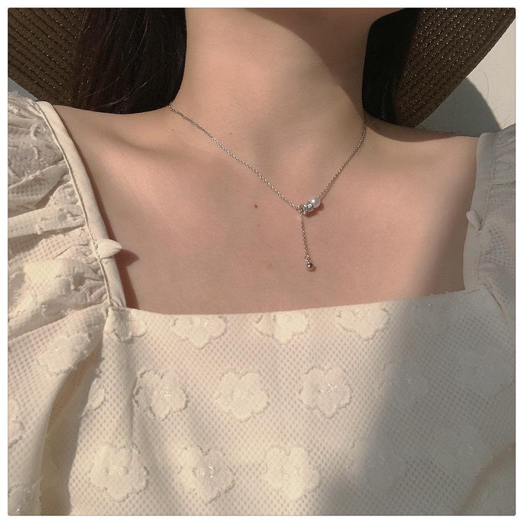 JMXD-light Luxury Transfer Bead Pearl Collarbone Chain, High-end Full Diamond Design, Women's Versatile Trend Jewelry