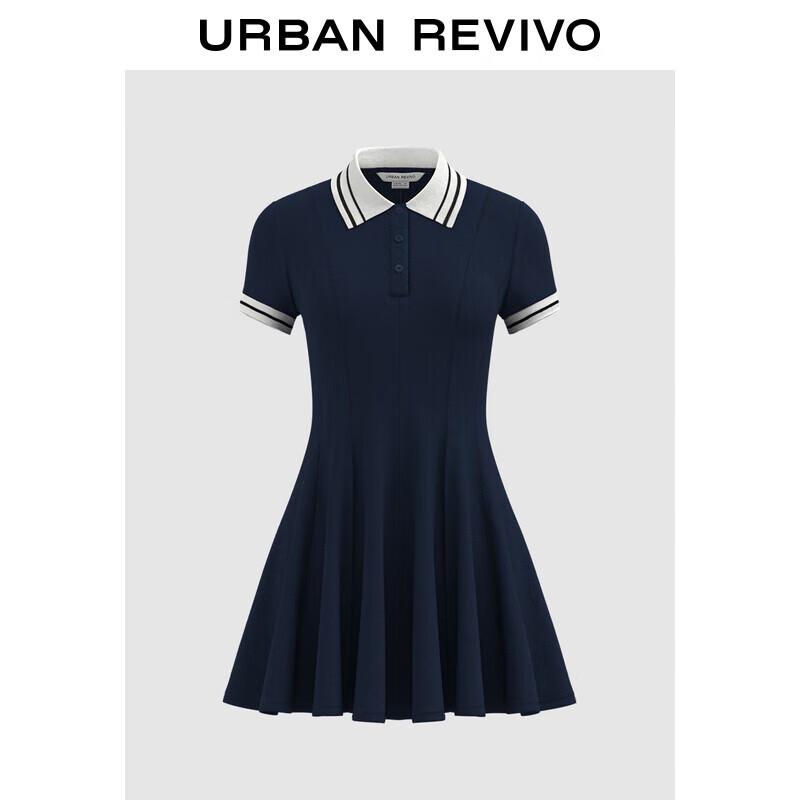 

UR2025 Women s Sporty Color-Block Short Sleeve Polo Dress S