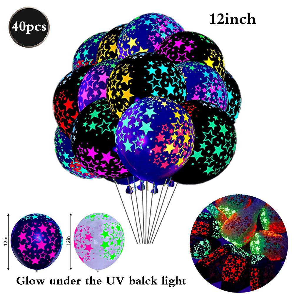 Glow In the Dark Party Supplies Neon Blacklight Tableware Set Happy Birthday Banner Balloons Neon Glow Party Retro Disco Decor