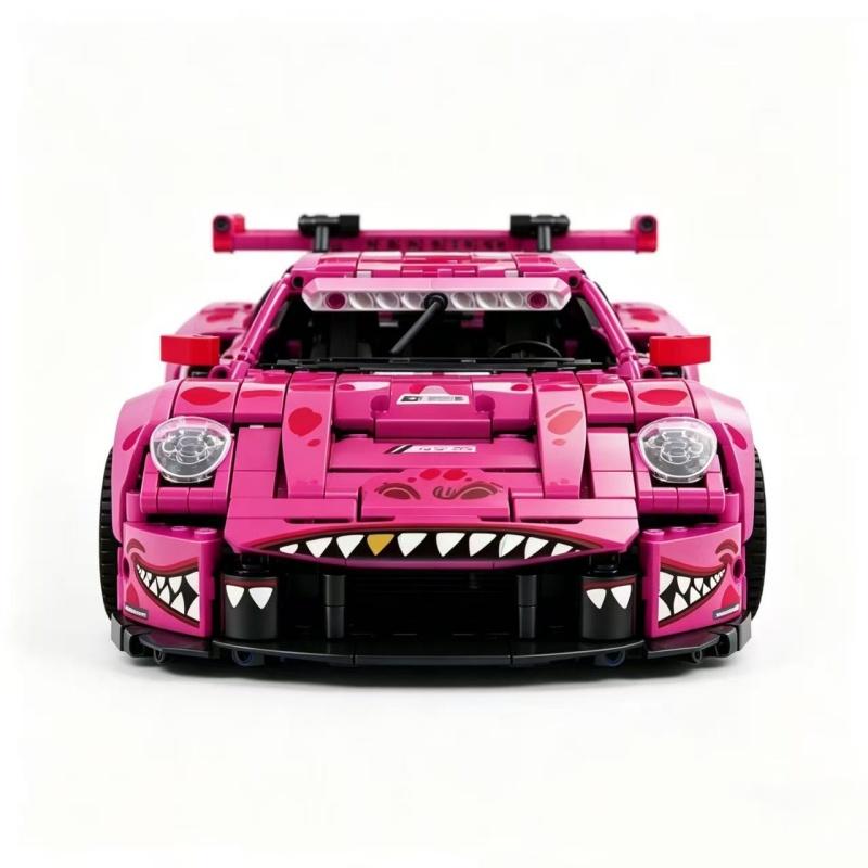 2026 New Pink Sports Car Building Blocks DIY Model Set Boys Toy Vehicle Assembly Bricks Christmas Birthday Gift