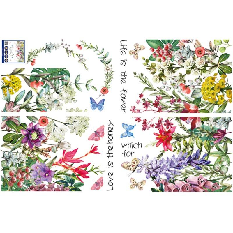 

HT94013 новый стиль романтичные свежие цветы и растения бордюр детская комната кабинет спальня мальчика наклейки для украшения 60*90