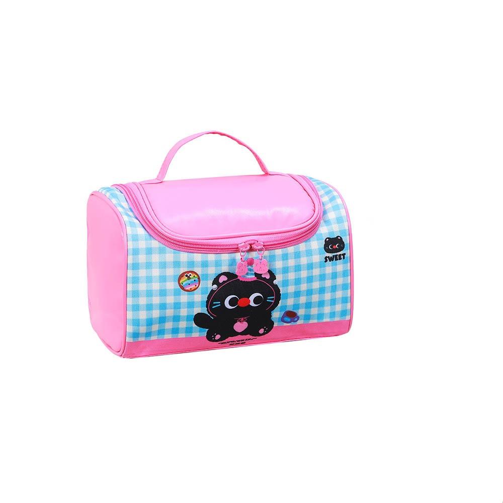 Large Capacity Kitten Makeup Bag Korean Style Toiletry Bag Portable Handheld Cosmetic  Bag  Woman