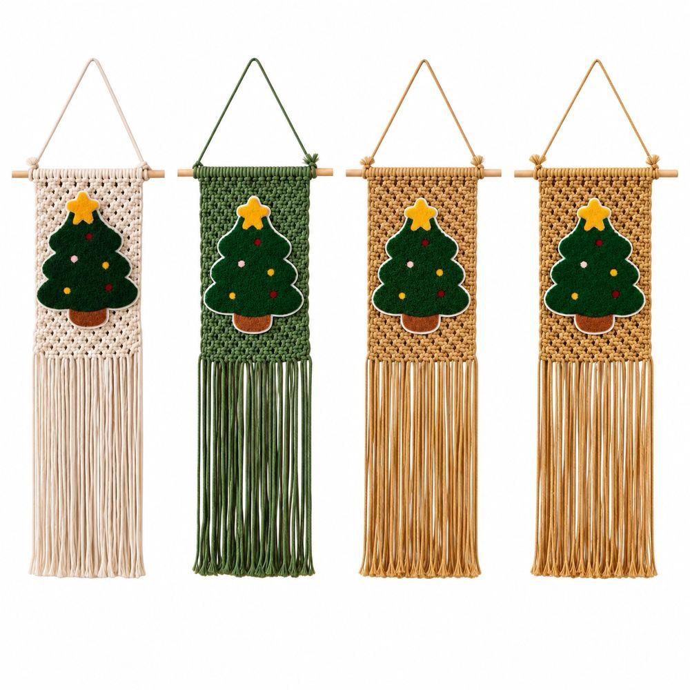 25x60cm Christmas Tapestry Tassel Fringe Holiday Wall Decoration Woven Wall Decor