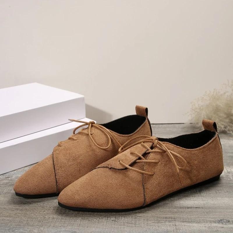 Fashion Fashion Pointed Shoes Female Shoes Daily Casual Shoes Classics Black Lace-Up Comfortable Flats Women's Flat ShoesAutumn