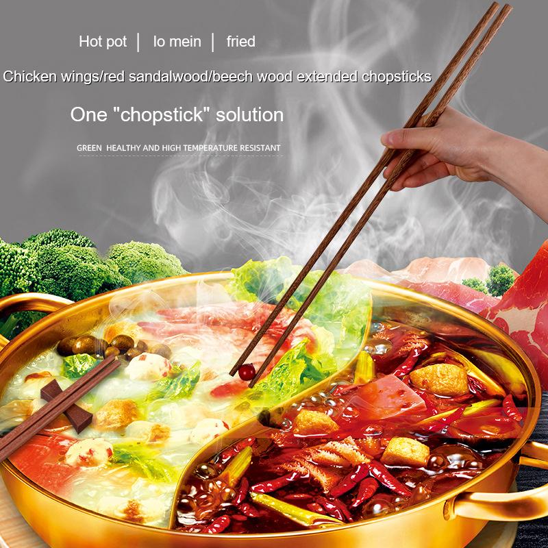 1Pair 2Colors 32Cm Long Size Deep Fry Noodle Chopsticks Food Sticks Chinese Style Lengthen Hot Pot Wooden Cooking Chopsticks